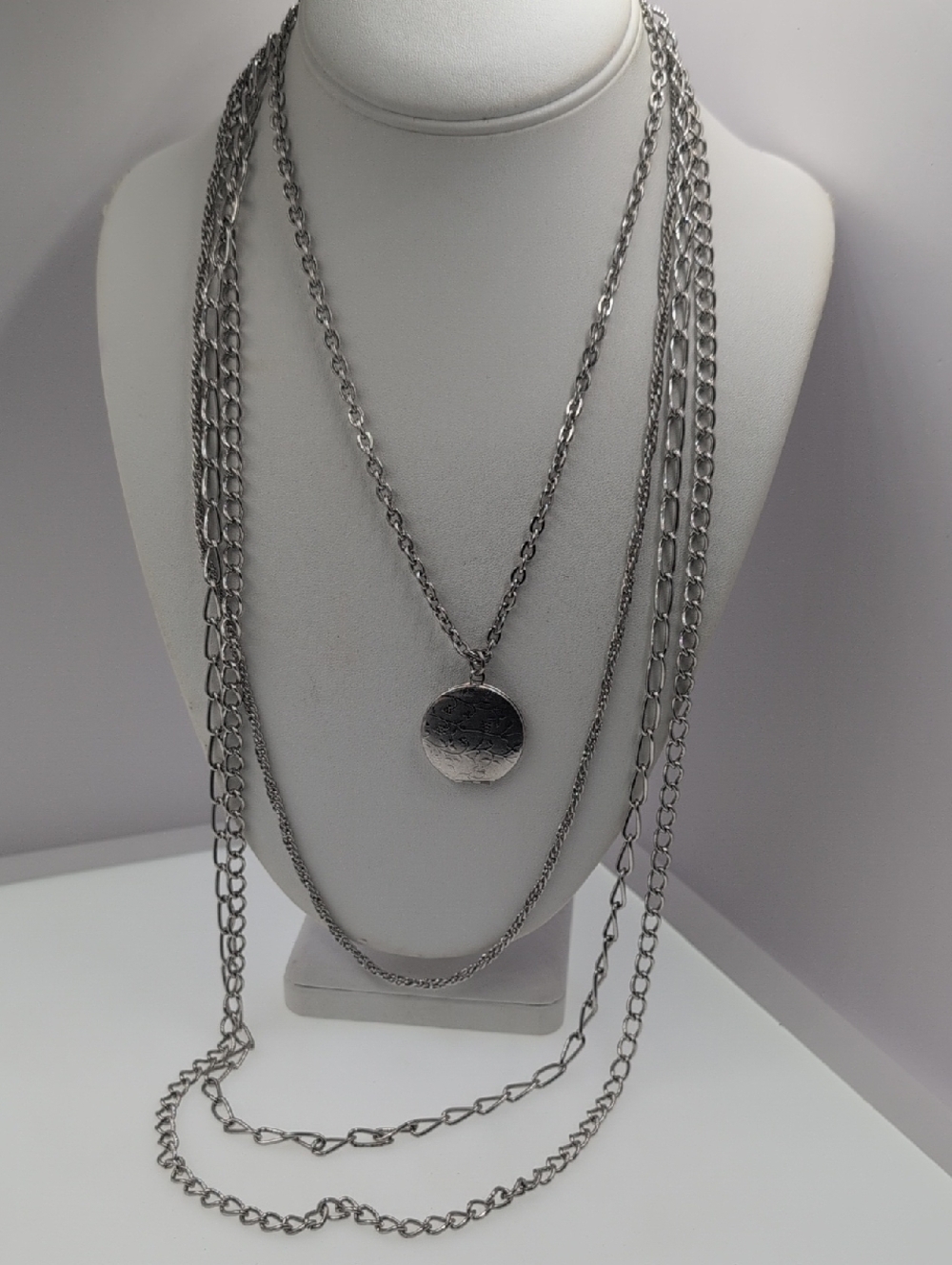 Layered Silver-Tone Pendant Necklace - Versatile Women’s Jewelry